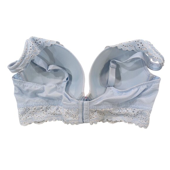 CACIQUE Boost Plunge Bra 42D Light Blue Lace Eyelet Baby Doll Feminine Sexy - Picture 3 of 9